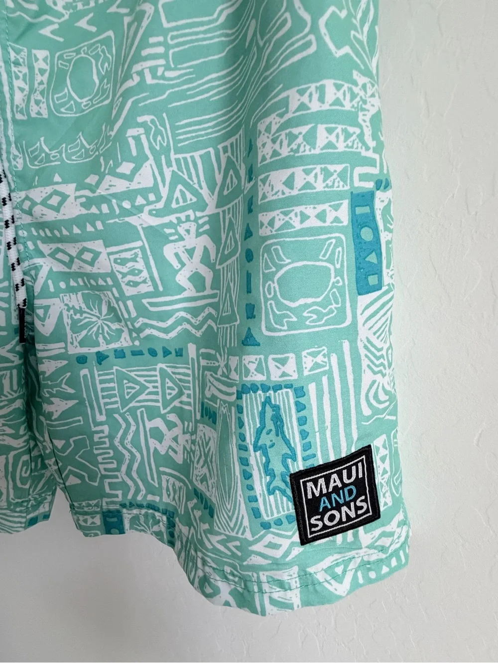 Maui and Sons Mint Green Tribal Print Swim Shorts